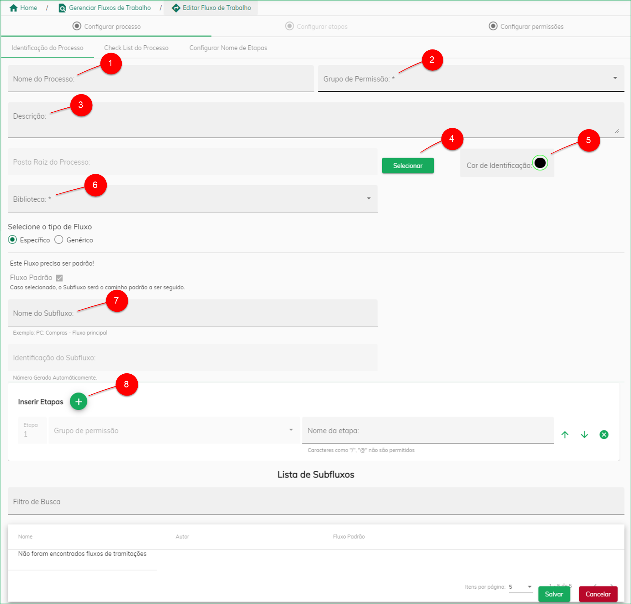 Configurar processo